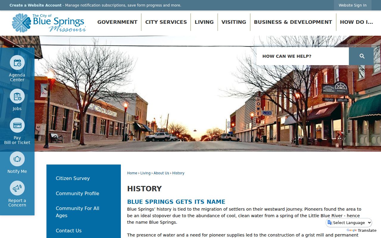 Blue Springs residents directory historical context from the city history and railroad era