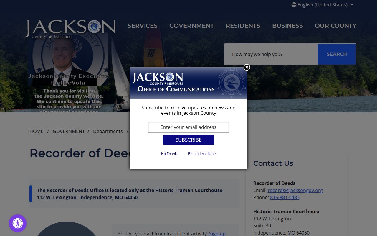 Blue Springs previous residents deed research through the Jackson County Recorder of Deeds