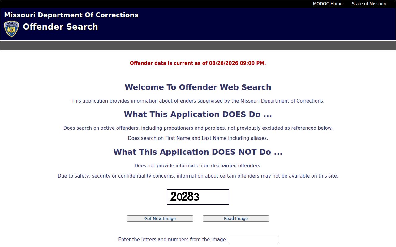 Blue Springs residents directory Missouri active offender search landing page
